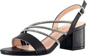 SheSole Women's Chunky Block Heels Strappy Rhinestone Sandals Wedding Formal Prom Party Dress Shoes