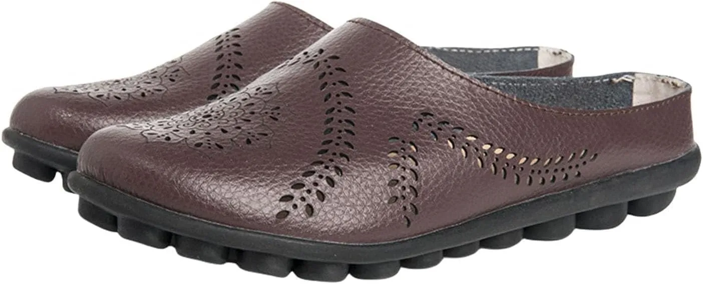 Shoes for Women Casual All-Match Hollow Slippers Slip On Sandals Orthopedic All-Match Breathable Flats Summer Slip-on Round Toe Non-Slip Lightweight Mule Sandals, Mules Slides Flat Loafers