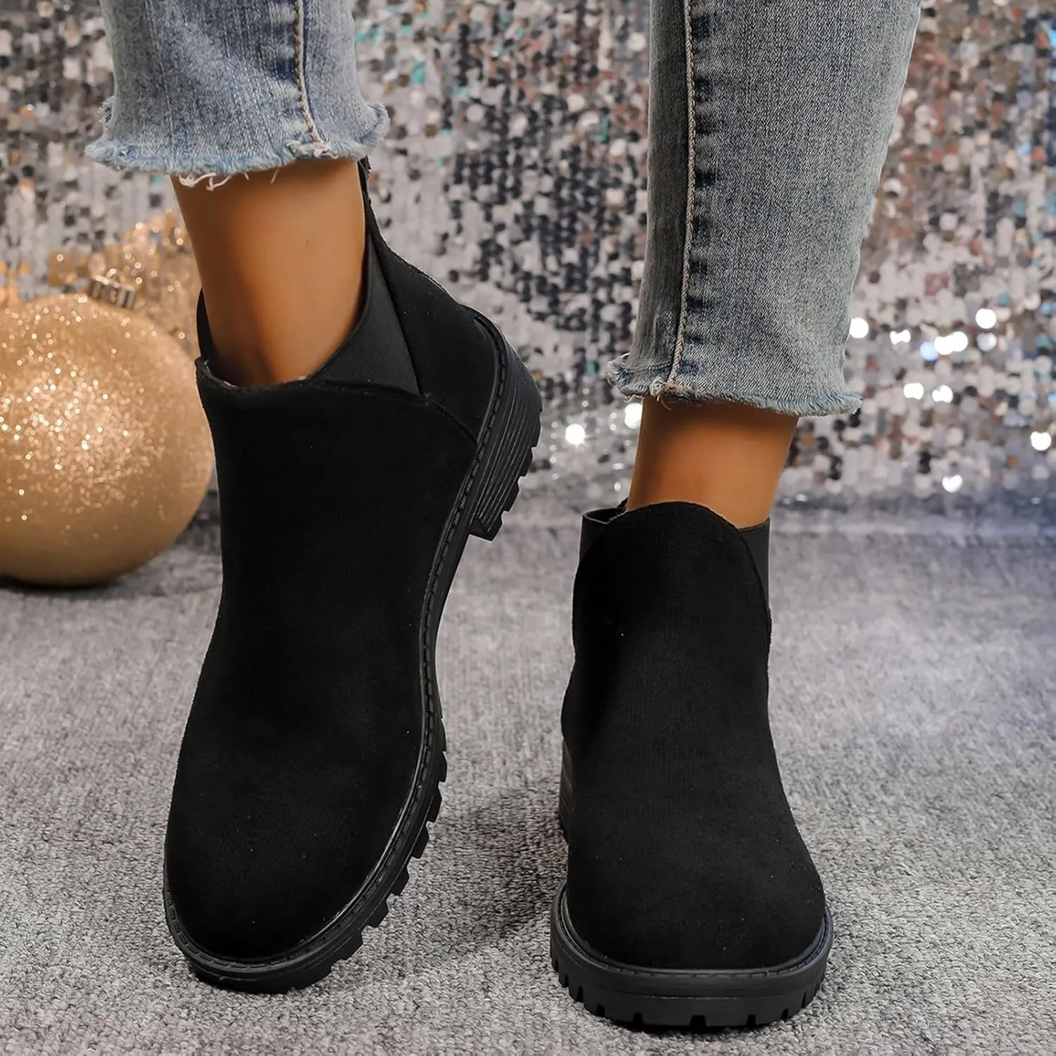 Sinzelimin Women's Ankle Boots, Cowboy Boots for Women Chunky Heel Pointed Toe Pull-On Mid Calf Booties, Womens Hiking Boots