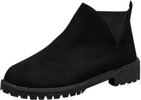 Sinzelimin Women's Ankle Boots, Cowboy Boots for Women Chunky Heel Pointed Toe Pull-On Mid Calf Booties, Womens Hiking Boots