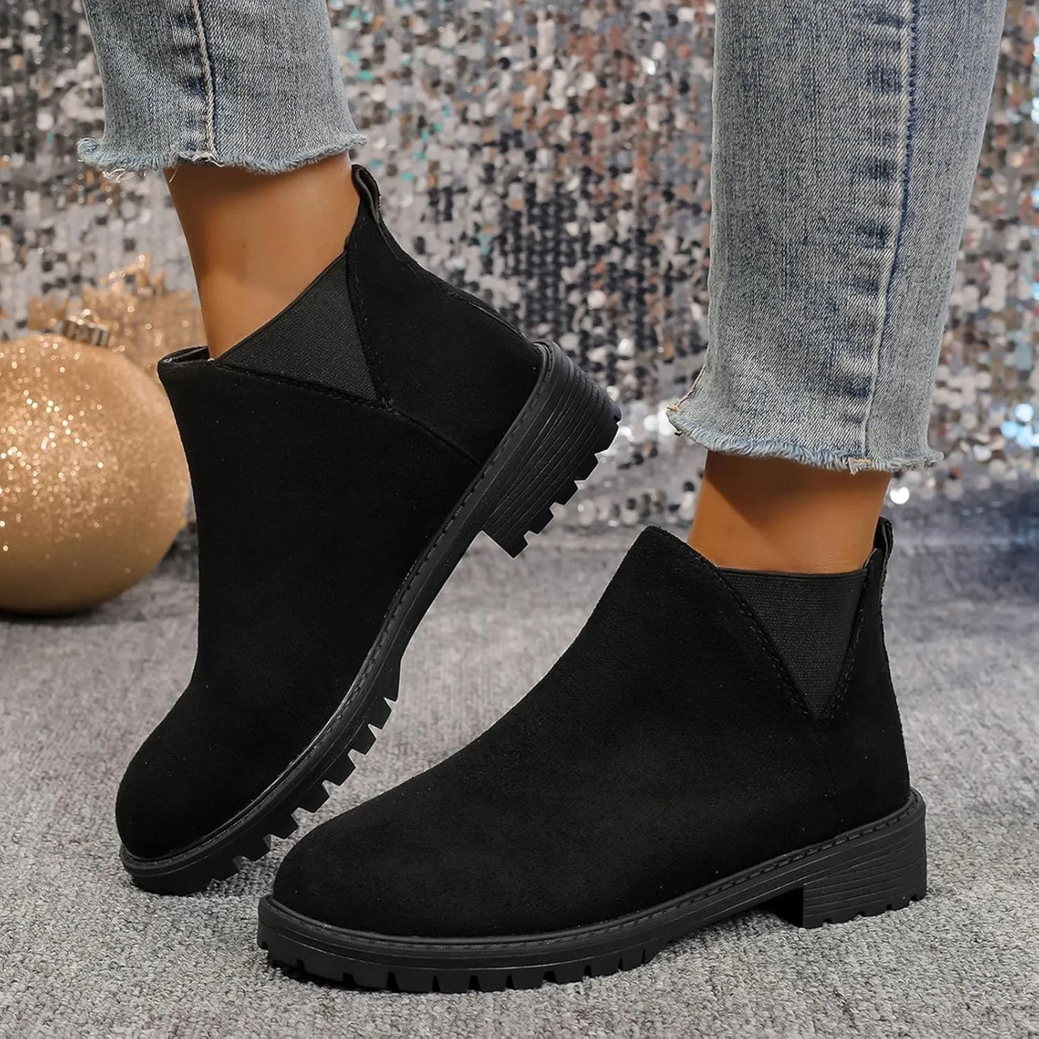 Sinzelimin Women's Ankle Boots, Cowboy Boots for Women Chunky Heel Pointed Toe Pull-On Mid Calf Booties, Womens Hiking Boots