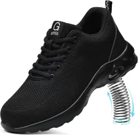 Steel Toe Shoes for Men Lightweight Work Shoes Safety Shoes Air Cushioned Steel Toe Sneakers Indestructible Steel Tennis Toe Shoes Construction Industrial Work Safety Sneakers