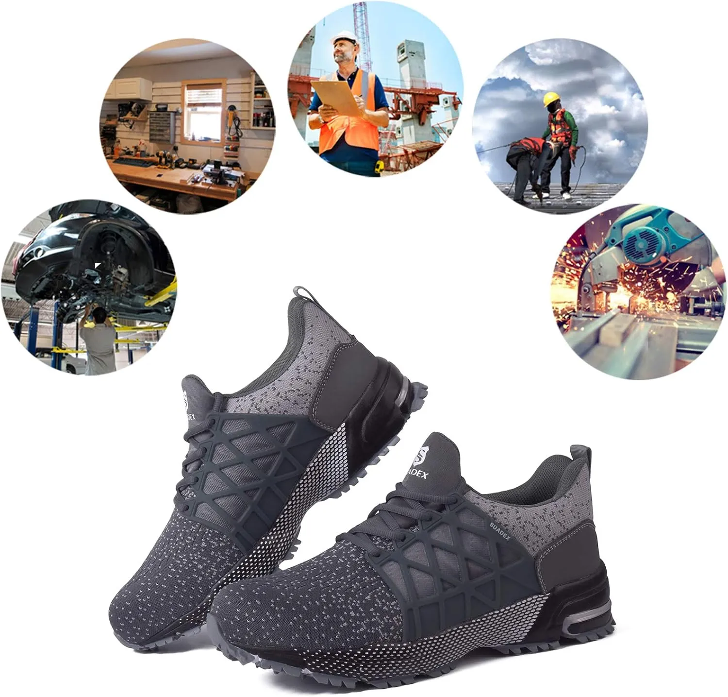SUADEX Indestructible Steel Toe Shoes Men Women Safety Work Sneakers Comfortable Lightweight