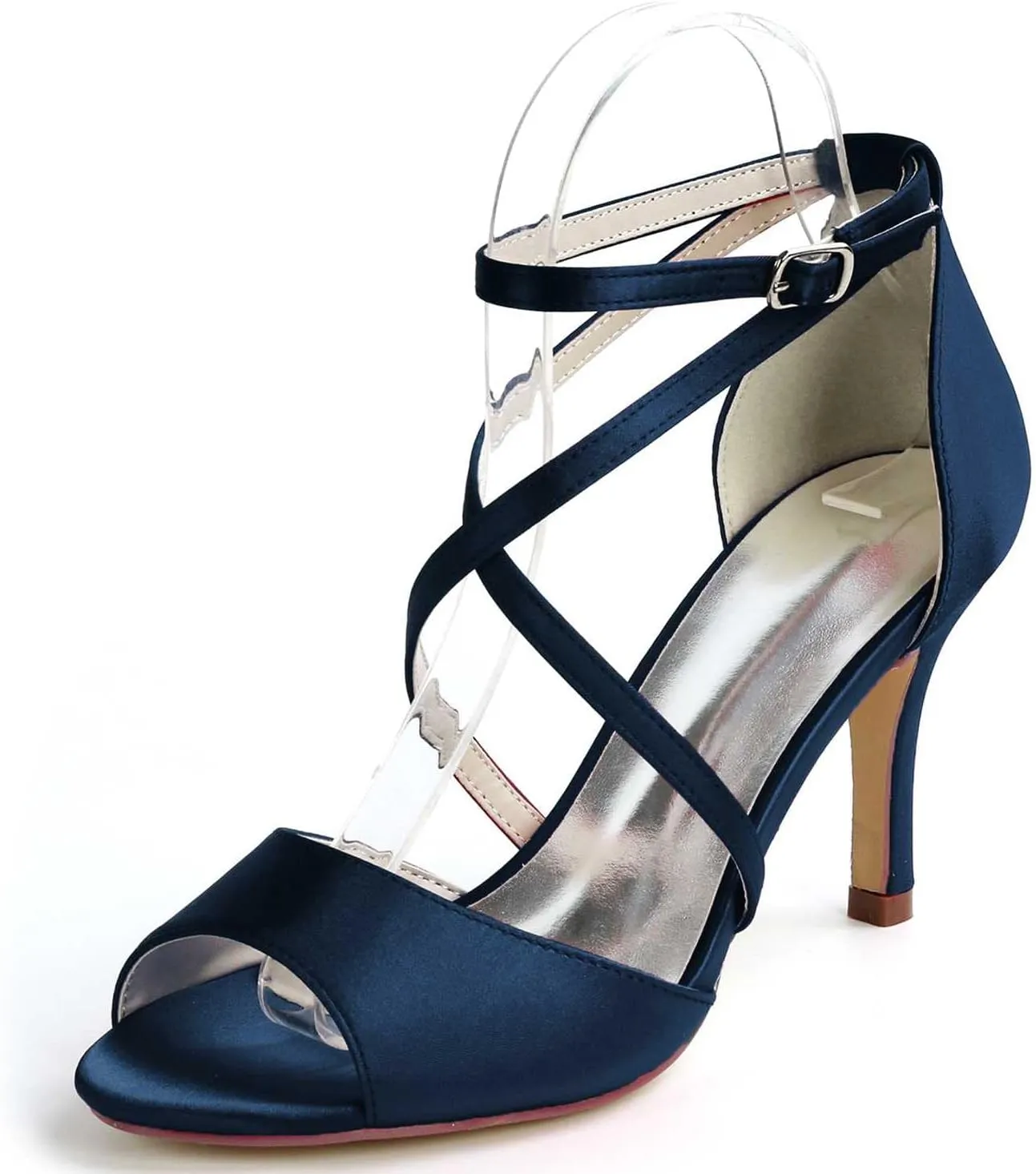 TarfiC Stiletto High Heels for Women, Ankle Strap Kitten Heels Buckle Open Open Toe Shoes Heels