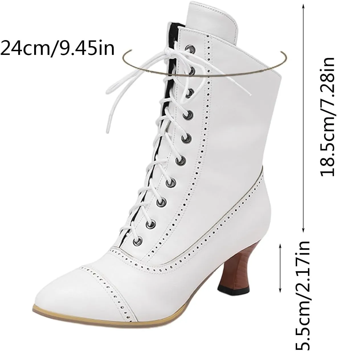 Wide Calf Boots for Women Wide Calf Boots Fashion Vintage Pointed Toe Kitten Heel Lace up Side Zipper PU Mid Boots