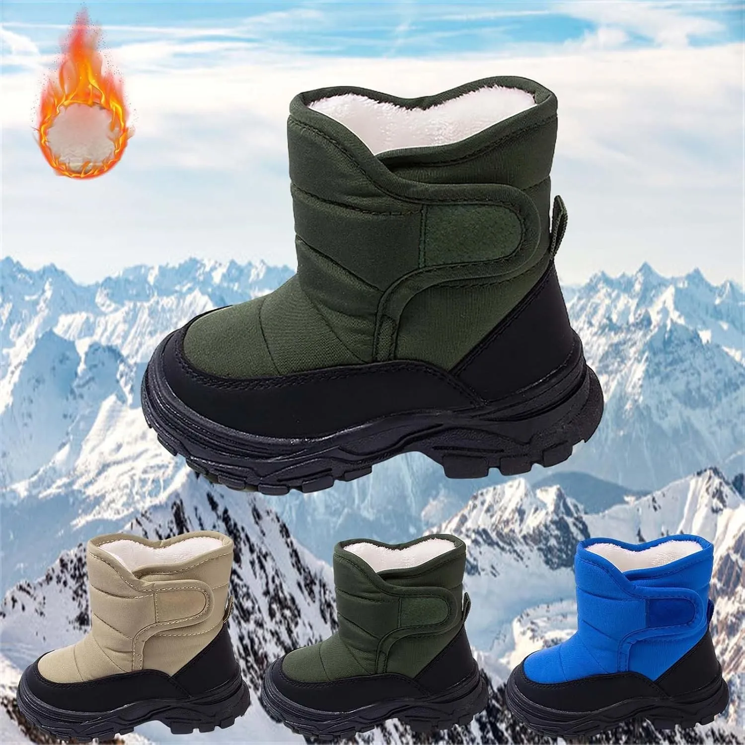Winter Ankle Boots for Kids Boys Anti Slip Comfort Warm Lined Casual Outdoor Sports Shoes Snow Boots for Kids Size 4