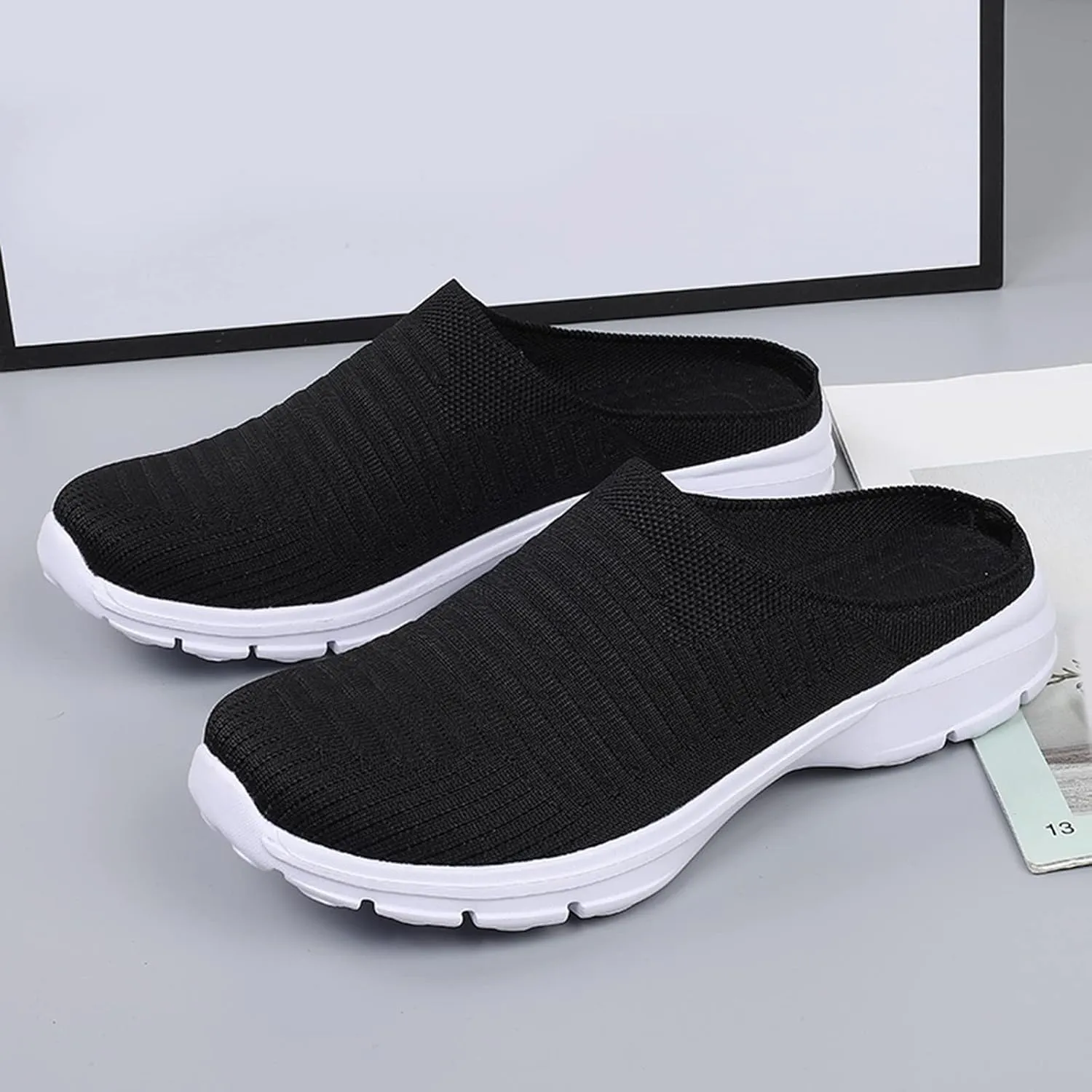 Women's Backless Walking Sneakers Summer Slip-on Womens Tennis Shoes Walking Women Shoes Casual Shoes Sneakers Platform Tennis Shoe Casual Loafers