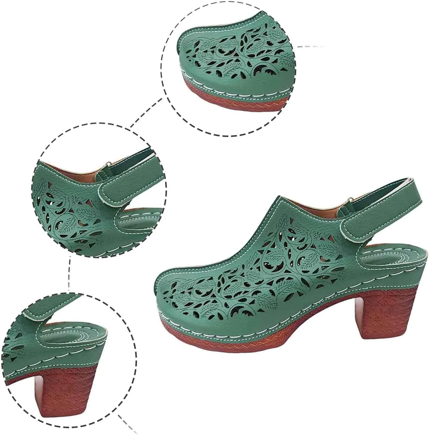 Women's Breathable Slip On Sandals with Arch Support Chunky Heel Comfortable Casual Wedge Shoes for Outdoor Beach Walking