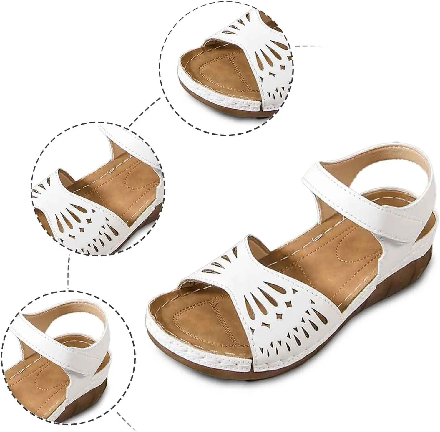 Womens Platform Clogs Closed Toe Wedge Slip On Walking Sandals Hollow Out Comfortable Wide Summer Ladies Sandals